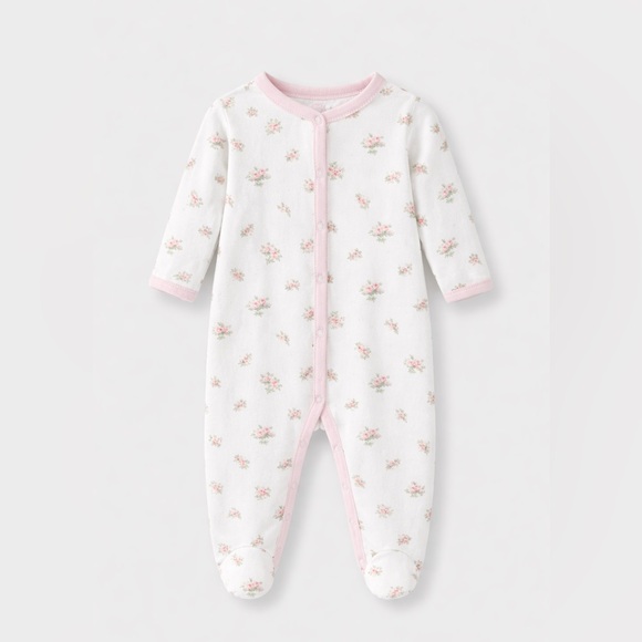 Ralph Lauren Other - Pristine Polo Ralph Lauren Baby Girls Rosebud Pink Floral Onesie Footie 9M